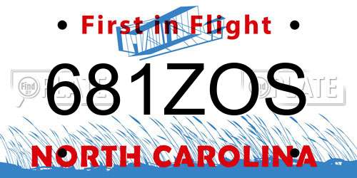 681ZOS North Carolina License Plate