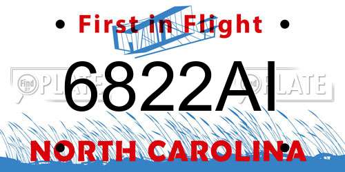 6822AI North Carolina License Plate