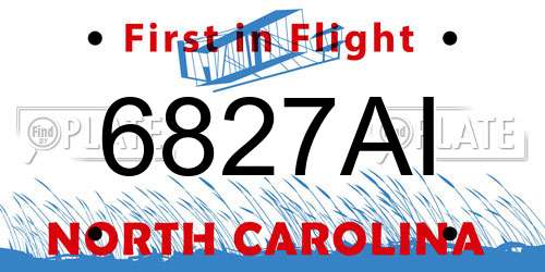 6827AI North Carolina License Plate