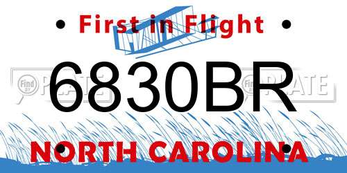 6830BR North Carolina License Plate