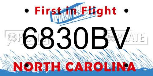 6830BV North Carolina License Plate