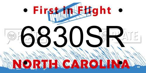 6830SR North Carolina License Plate