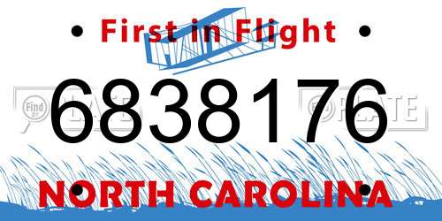 6838176 North Carolina License Plate