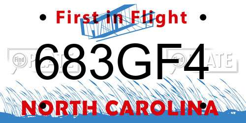 683GF4 North Carolina License Plate