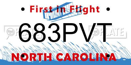 683PVT North Carolina License Plate