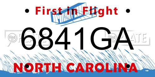 6841GA North Carolina License Plate