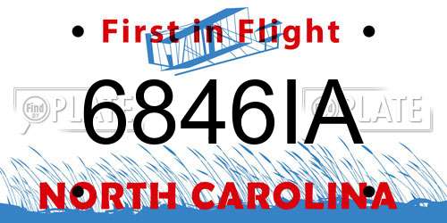 6846IA North Carolina License Plate