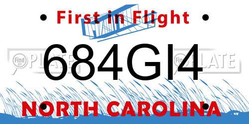 684GI4 North Carolina License Plate