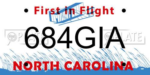 684GIA North Carolina License Plate