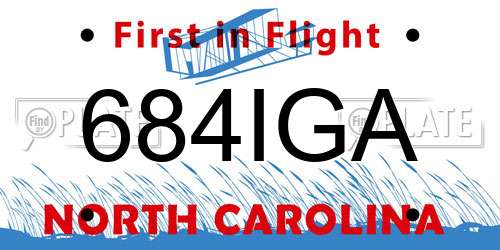 684IGA North Carolina License Plate