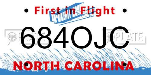684OJC North Carolina License Plate