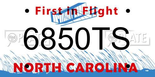 6850TS North Carolina License Plate