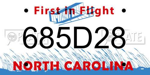 685D28 North Carolina License Plate
