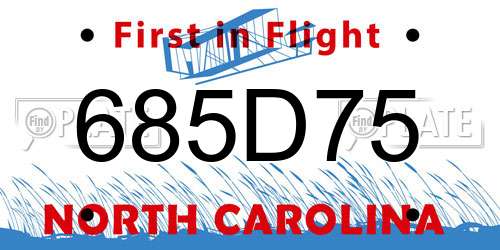 685D75 North Carolina License Plate