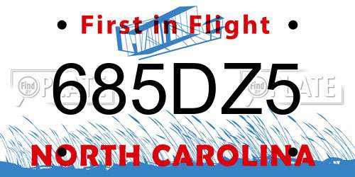 685DZ5 North Carolina License Plate