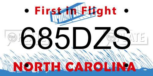 685DZS North Carolina License Plate