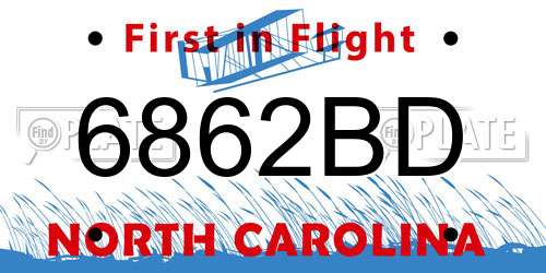 6862BD North Carolina License Plate