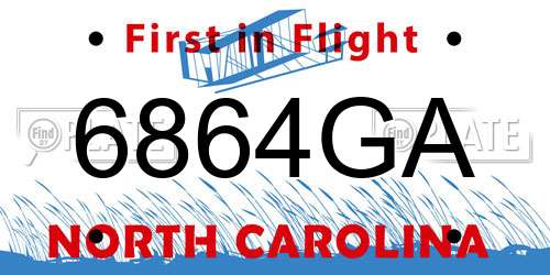 6864GA North Carolina License Plate