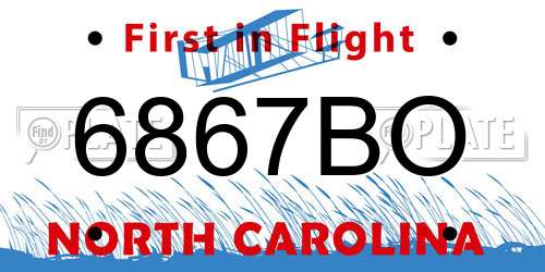 6867BO North Carolina License Plate
