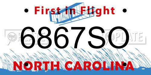 6867SO North Carolina License Plate