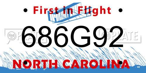 686G92 North Carolina License Plate