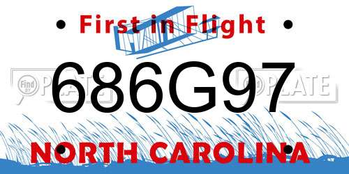 686G97 North Carolina License Plate