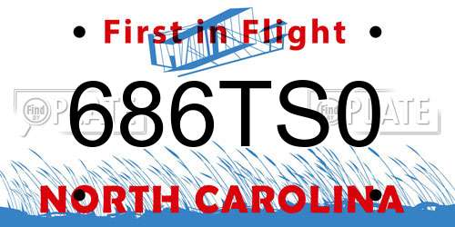 686TS0 North Carolina License Plate