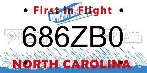 686ZB0 North Carolina License Plate