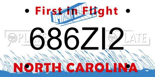 686ZI2 North Carolina License Plate