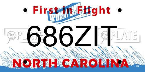 686ZIT North Carolina License Plate