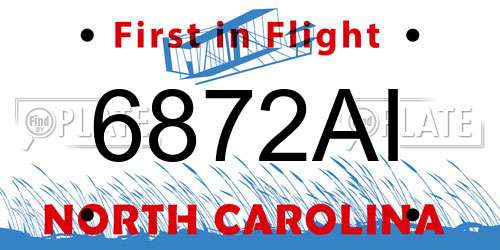 6872AI North Carolina License Plate