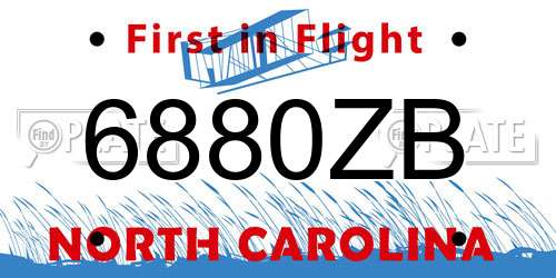 6880ZB North Carolina License Plate