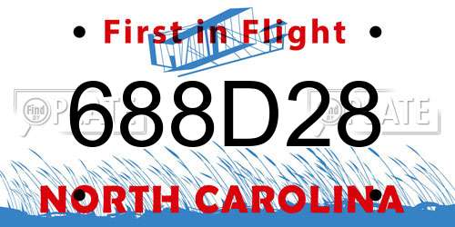 688D28 North Carolina License Plate