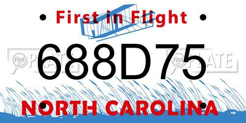 688D75 North Carolina License Plate