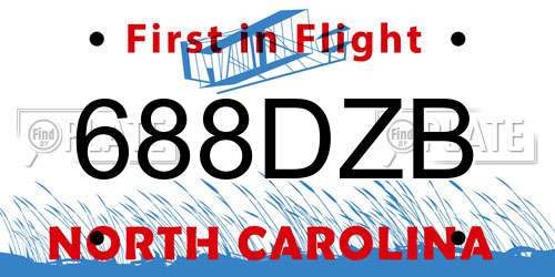 688DZB North Carolina License Plate