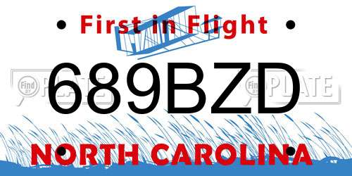 689BZD North Carolina License Plate