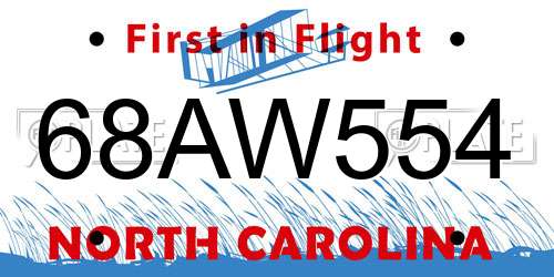 68AW554 North Carolina License Plate