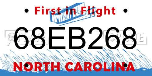 68EB268 North Carolina License Plate