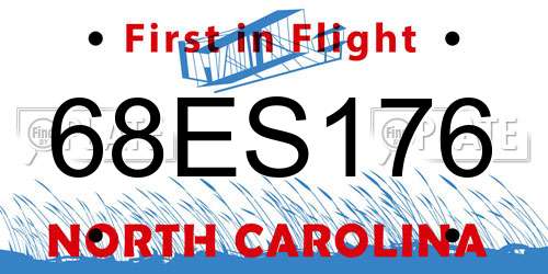 68ES176 North Carolina License Plate