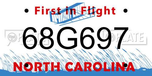 68G697 North Carolina License Plate