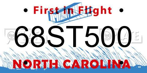 68ST500 North Carolina License Plate