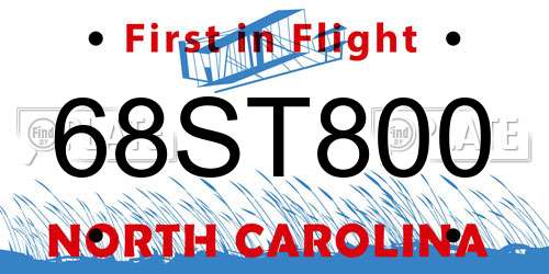 68ST800 North Carolina License Plate