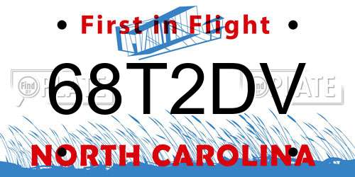 68T2DV North Carolina License Plate