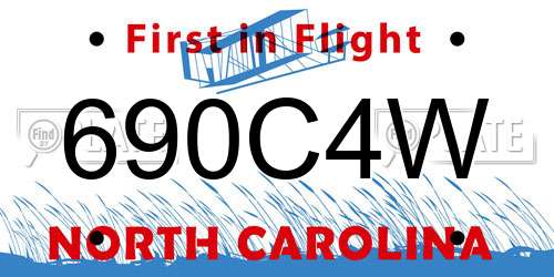 690C4W North Carolina License Plate