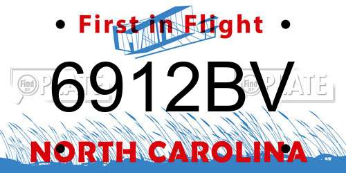 6912BV North Carolina License Plate