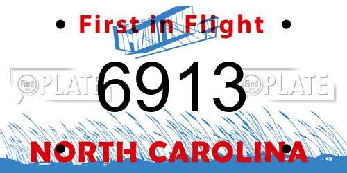 6913 North Carolina License Plate