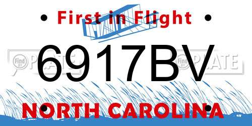 6917BV North Carolina License Plate