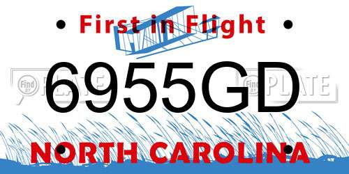 6955GD North Carolina License Plate