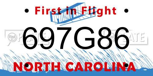 697G86 North Carolina License Plate