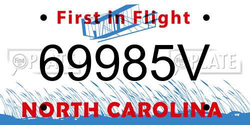 69985V North Carolina License Plate